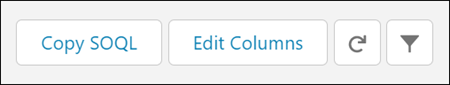 Screenshot of the Data Explorer interface with the Copy SOQL button highlighted.