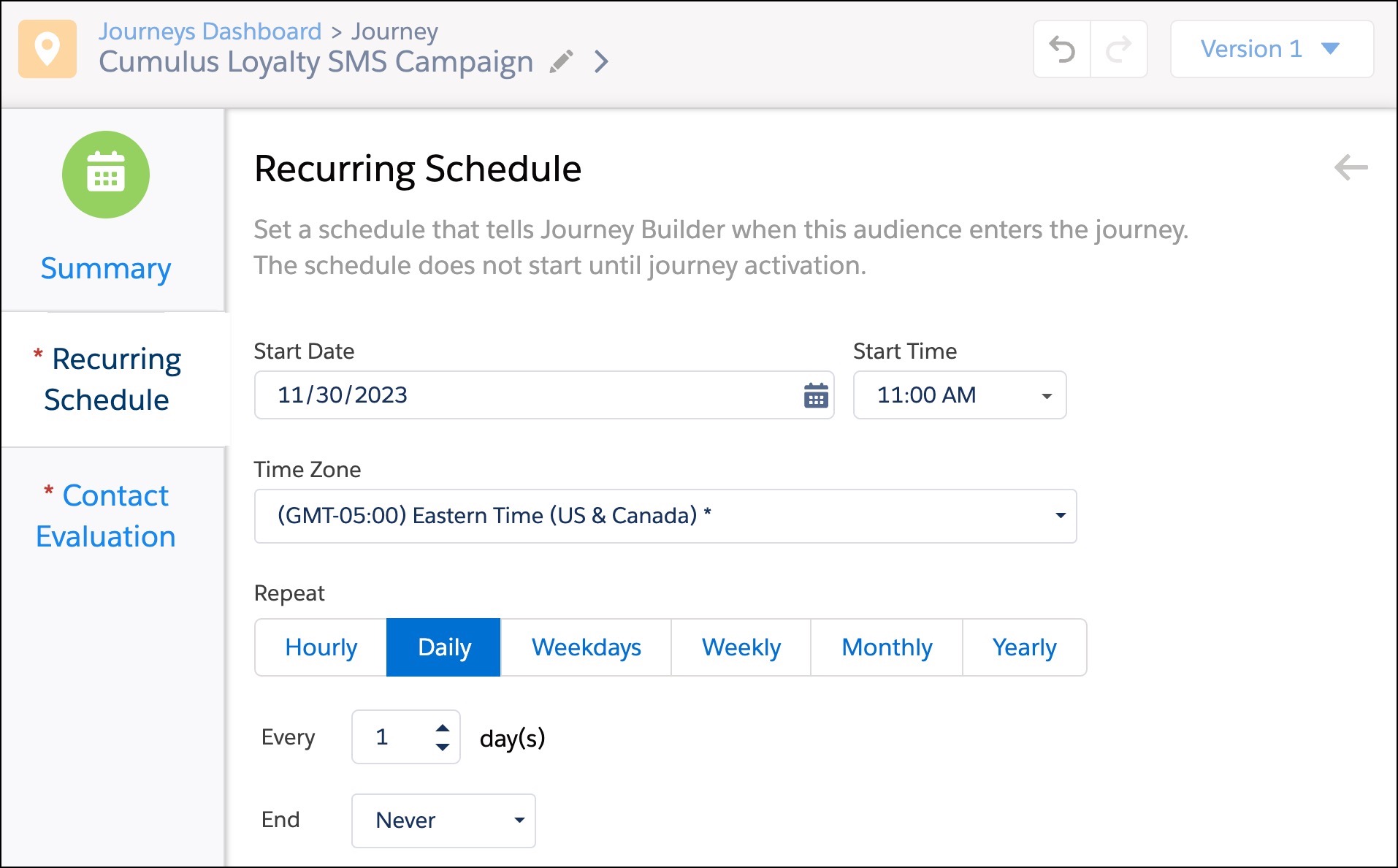 Set Journey Schedule