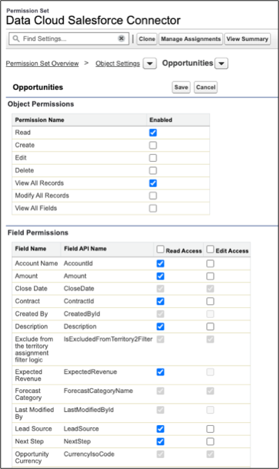 Enable objects and fields permissions.