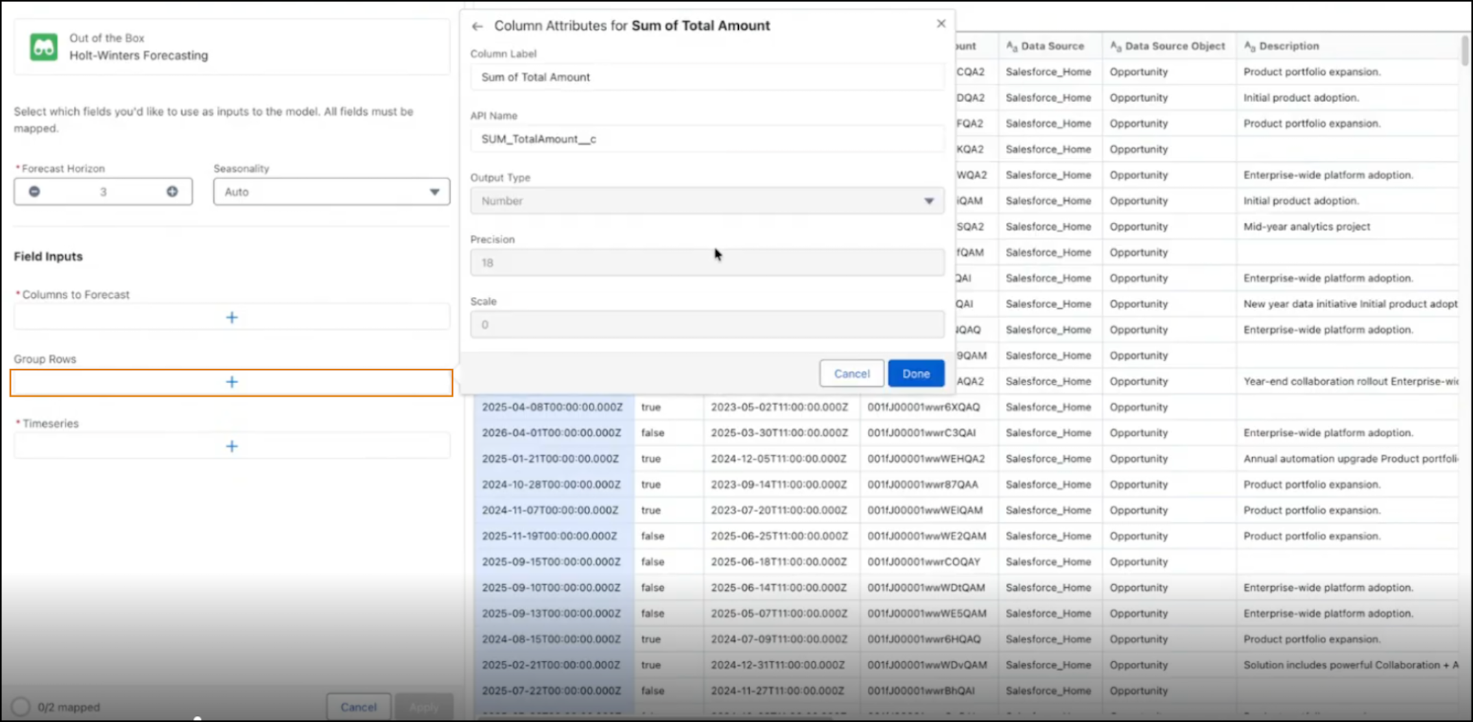 Configuration to group input data.