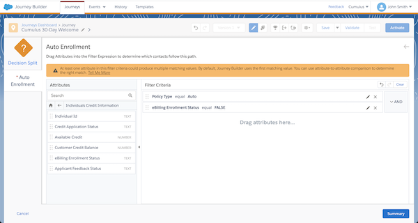 pantalla de Contact Builder que muestra relación de extensión de datos