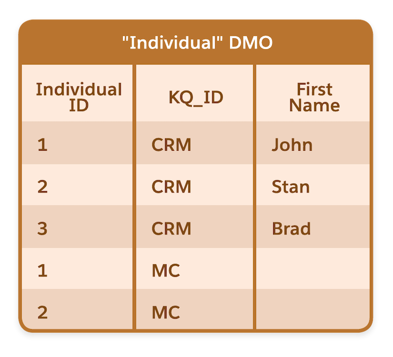 DMO de indivíduo com ID de KQ incluído.