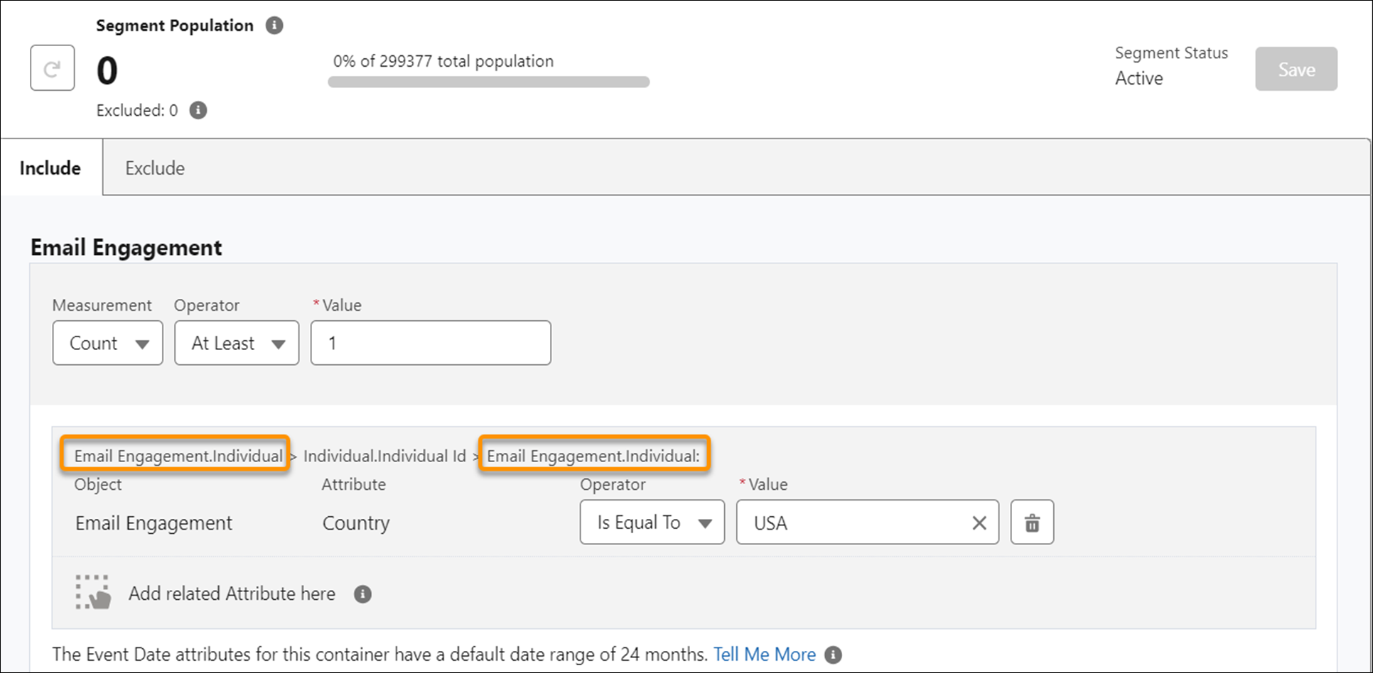 Exemplo de caminho cítrico em que o engajamento de email é usado duas vezes
