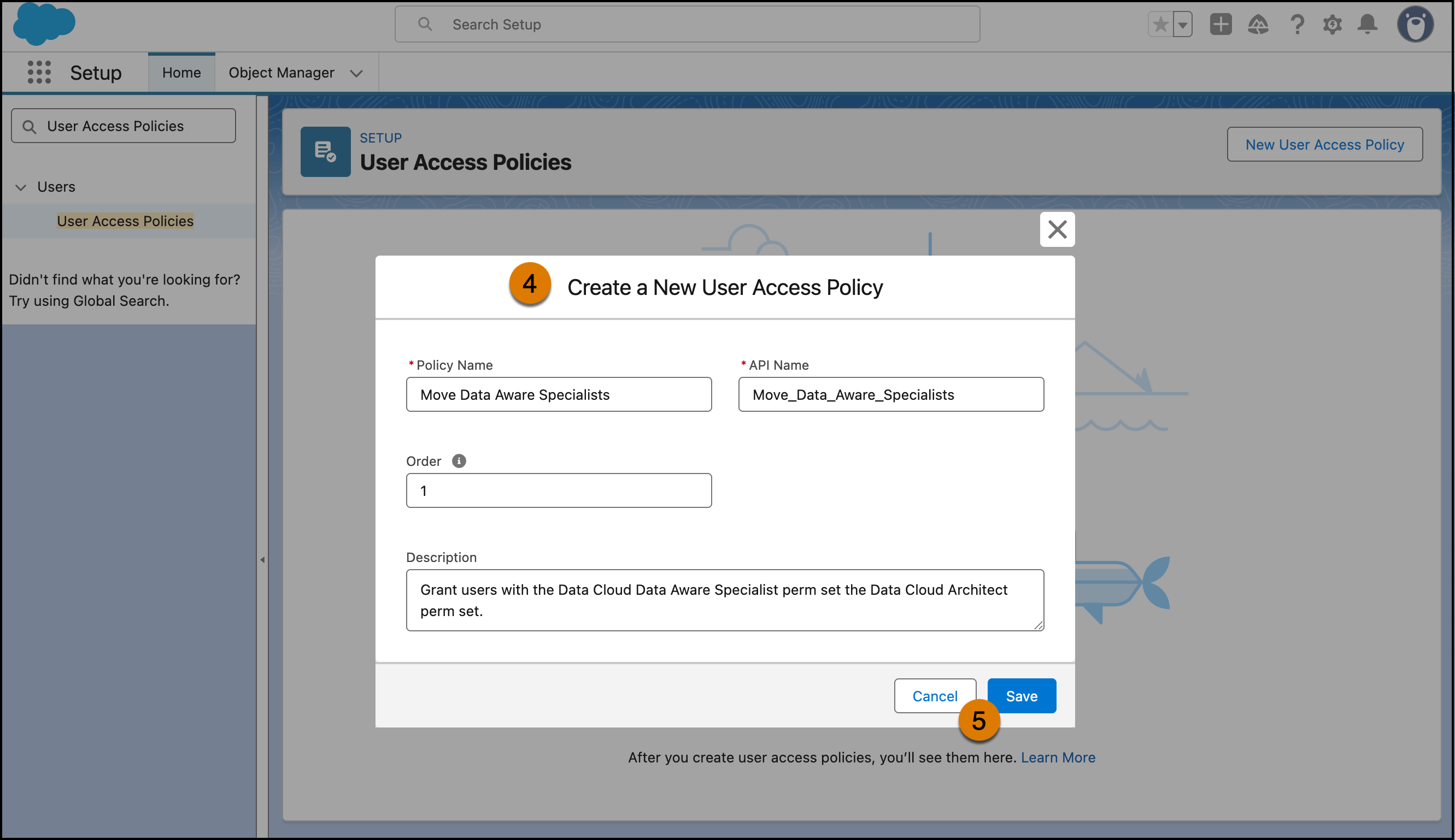 Screenshot shows steps 4 and 5.