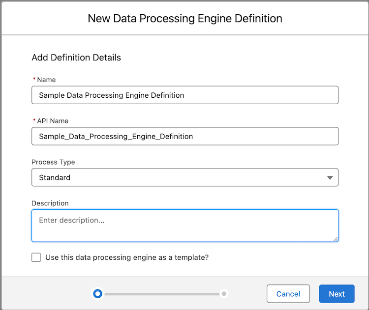 Create a Data Processing Engine Definition