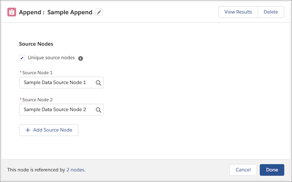 Append node