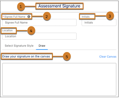 Signature component UI elements