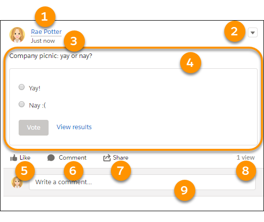 Une publication Chatter dans Lightning Experience