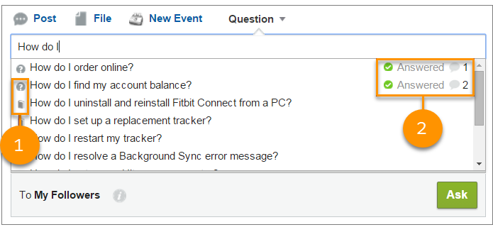 Question article drop-down action