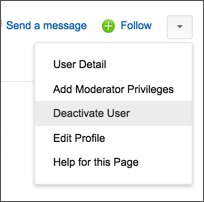 User action menu on Chatter Free user profile