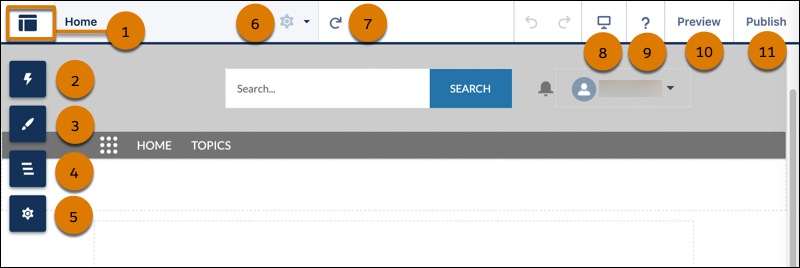 Experience Builder user interface