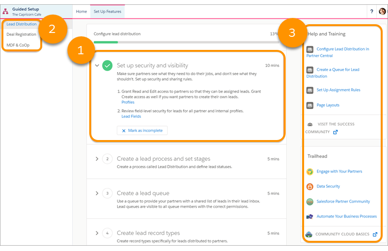 Guided Setup Set Up Features page