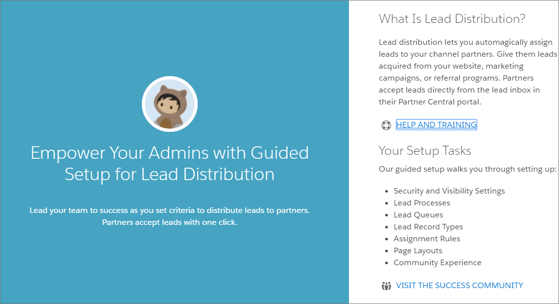 Guided Setup overview page for Lead Distribution