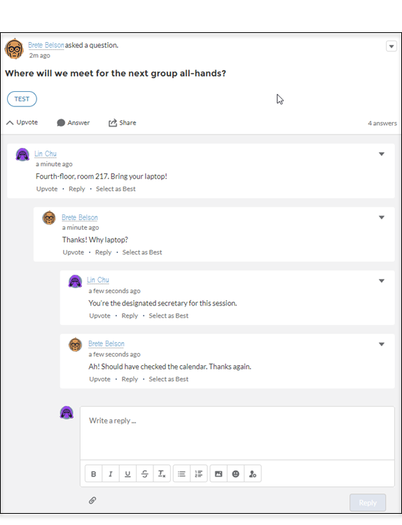 A threaded discussion