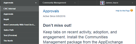 Community Management menu