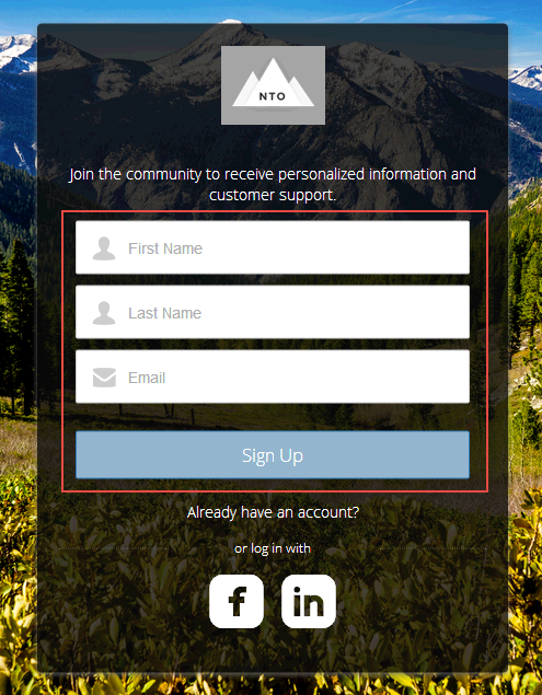 Sample Self Registration component