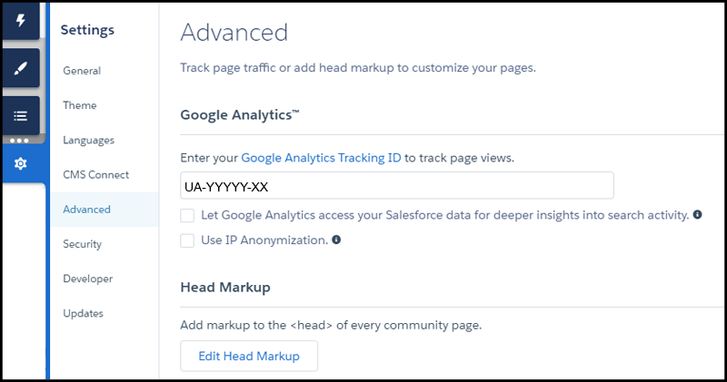 Google ID in Experience Builder Advanced Settings