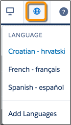 Experience Builder language menu
