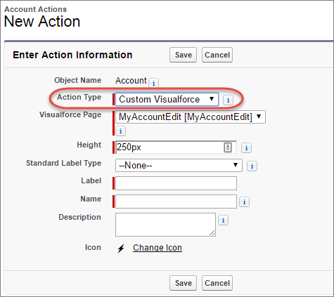 Настраиваемое действие Visualforce