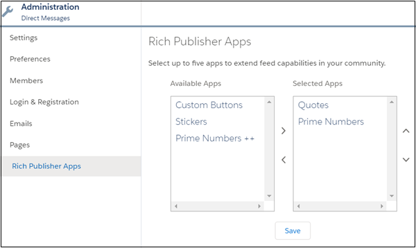 Rich Publisher 應用程式管理頁面