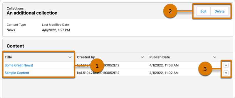 Steps to edit a manual CMS collection in Content Management