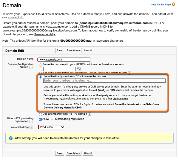 Screenshot of the corresponding Setup page.