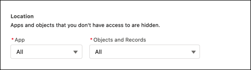 New learning item window, showing Location section