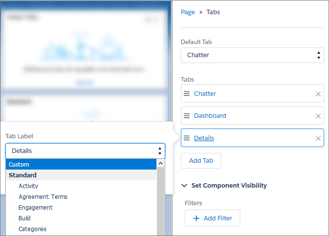 Etiquetas de fichas personalizadas en Generador de aplicaciones Lightning