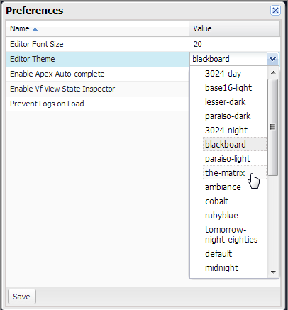 Editor preferences dialog