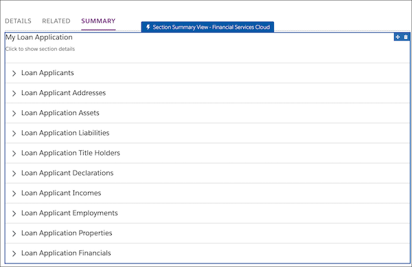 Screenshot of summary view