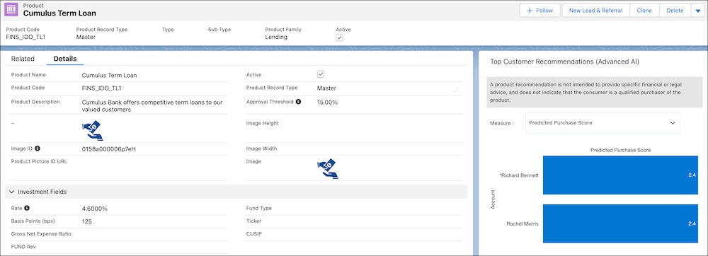 Top Customer Recommendations Advanced AI dashboard