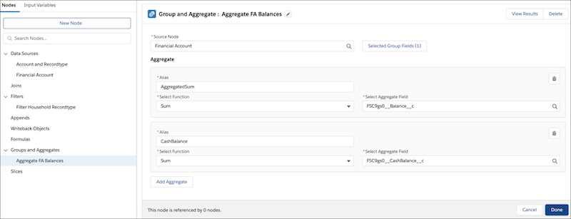 Afbeelding met de aggregaties in de gegevensbron