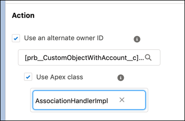 Specificera ett alternativt ägar-ID och Apex klasshanterare