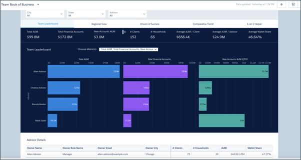 Dashboard Team Book of Business (Klantenbestand van team)
