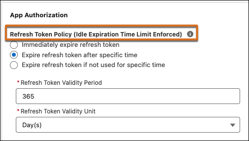 Refresh token policy UI when idle TTL limit is enforced