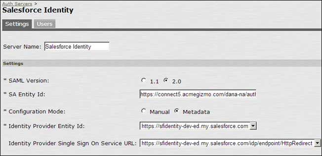 configure the identity provider settings