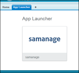 seleccionar Samanage desde el Iniciador de aplicación de Salesforce