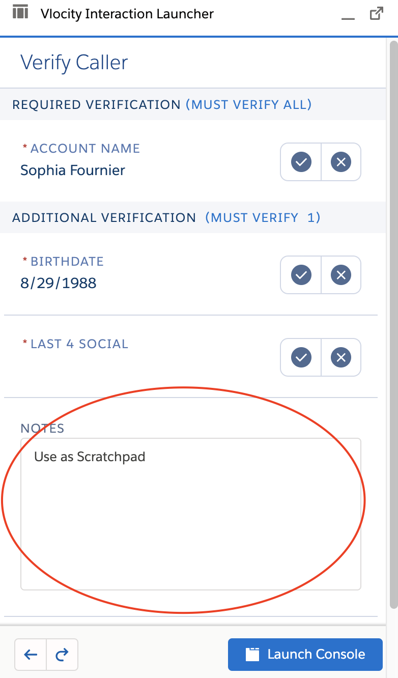 Interaction ­launcher scratchpad