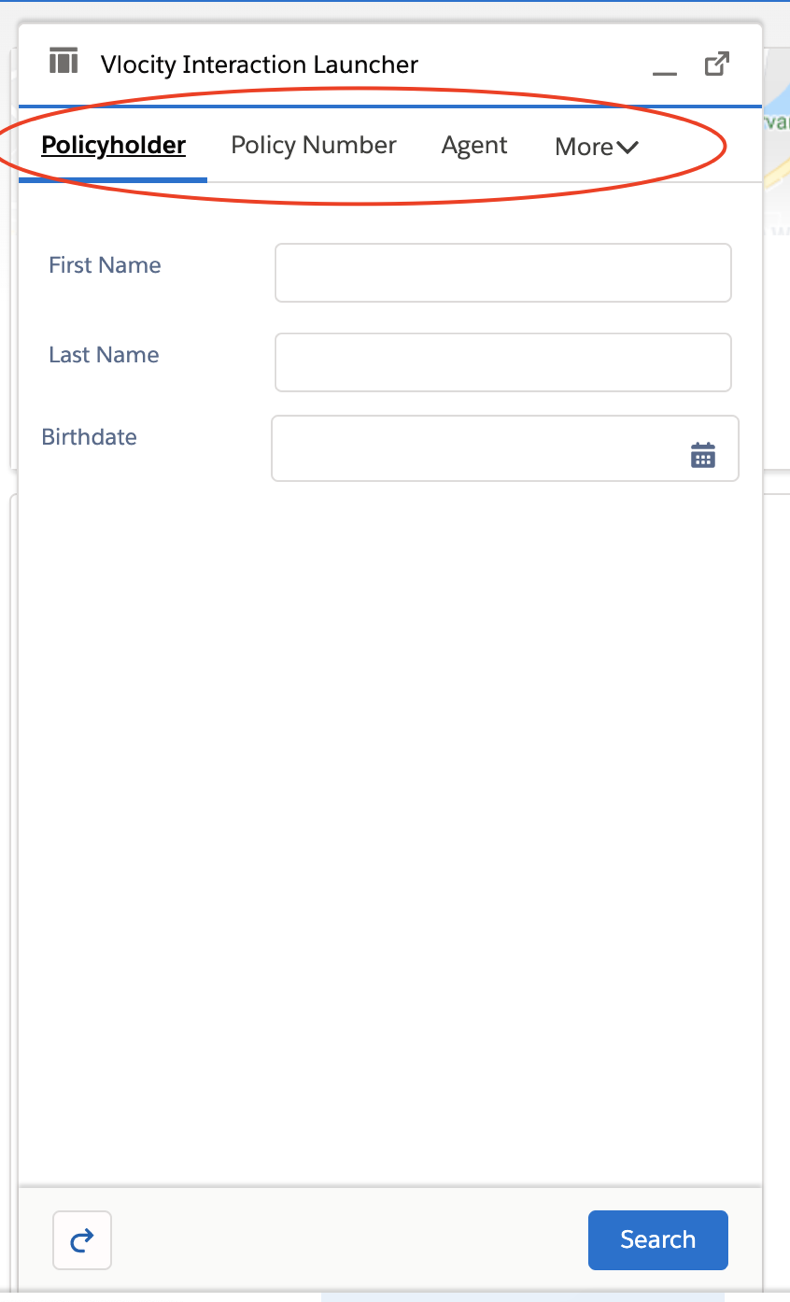 Interaction ­launcher tabs