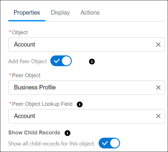 Show peer objects show all child records
