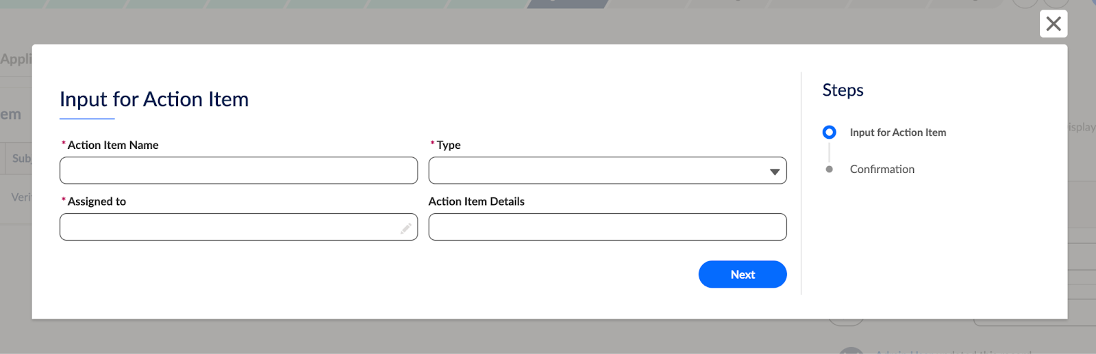 Action Item selection