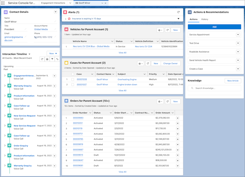 Service Console for Automotive