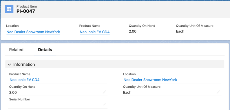 A Product Item record.