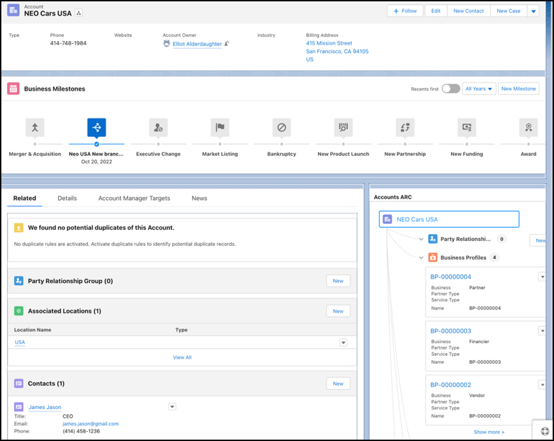 Account page layout.