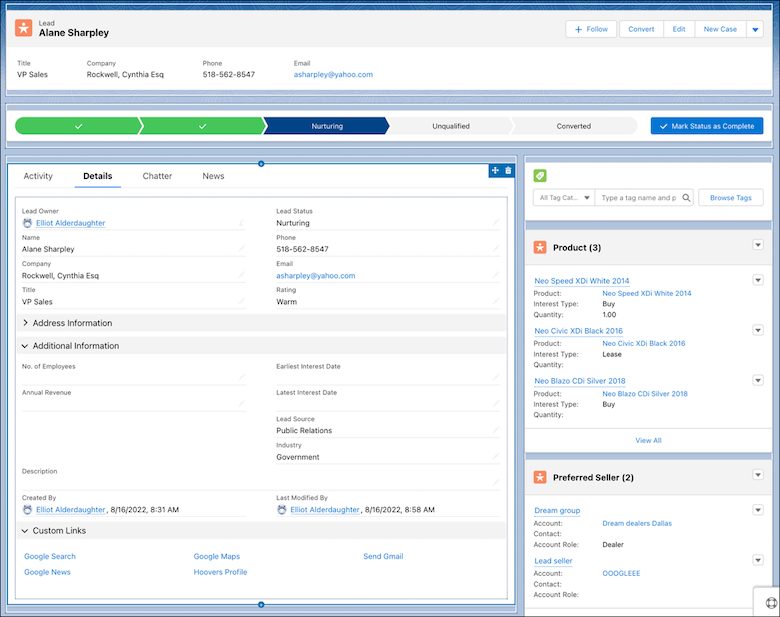 Lead page layout