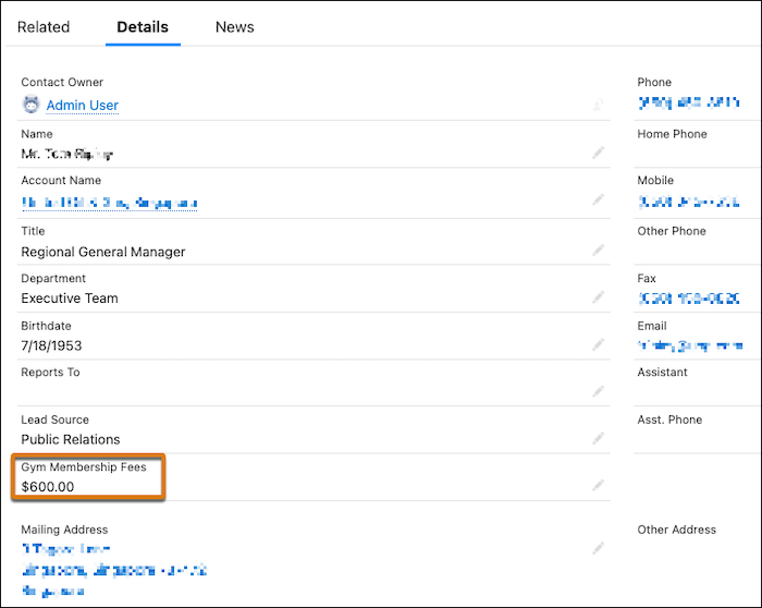 The custom field is updated with the expression set output that's returned to the flow.