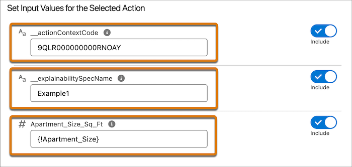 Flow configuration for expression set action