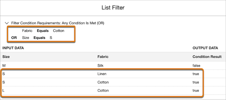 List filter simulation example