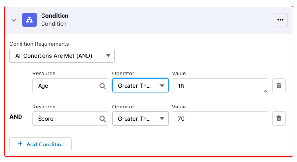 Click add condition to add more conditions.