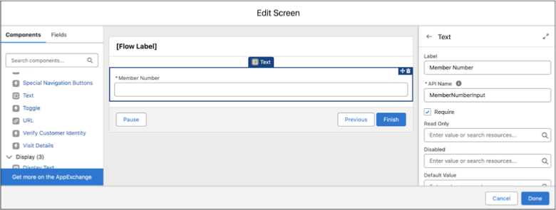 The Edit Screen to customize the screen properties.